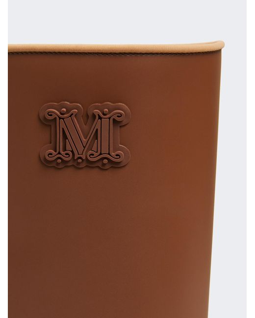 Max Mara Brown Round Toe Block Heel Boots