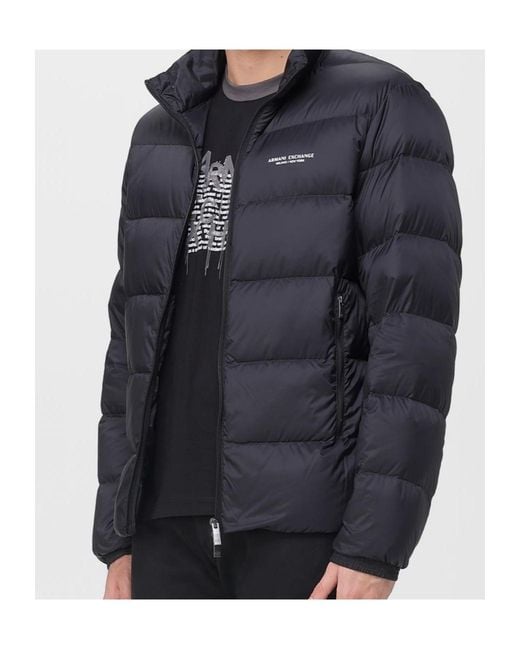 ARMANI EXCHANGE Black Quilted Zip Jacket for men