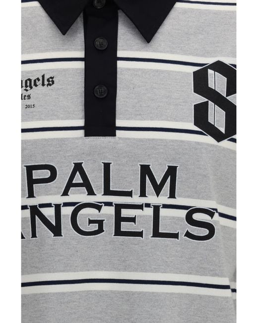 Palm Angels Gray Palm Sport Striped Polo Shirt for men