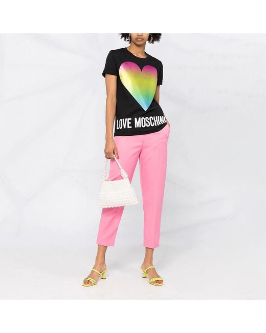 Moschino Black T-Shirt With Round Neck And Short Sleeves