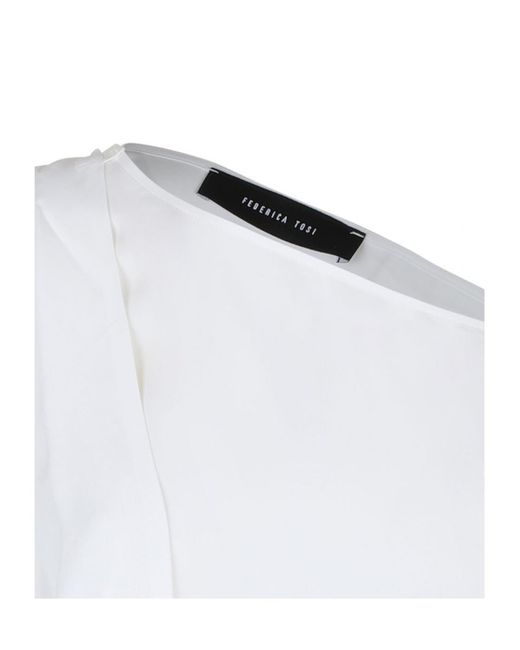FEDERICA TOSI White Draped Asymmetric Blouse