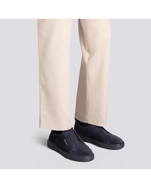 Santoni Blue Round-Toe Slip-On Sneakers for men