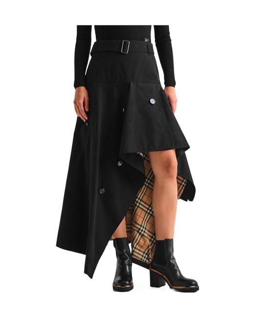 Burberry Black Irregular Asymmetrical Midi Skirt