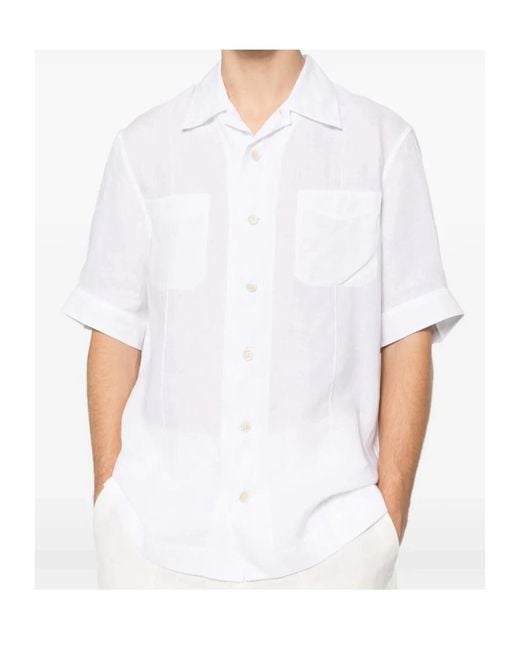 Brunello Cucinelli White Chest-Pocket Short-Sleeve Shirt for men