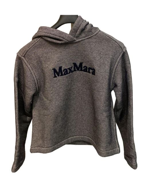 Max Mara Gray Gary Logo Embroidered Hoodie