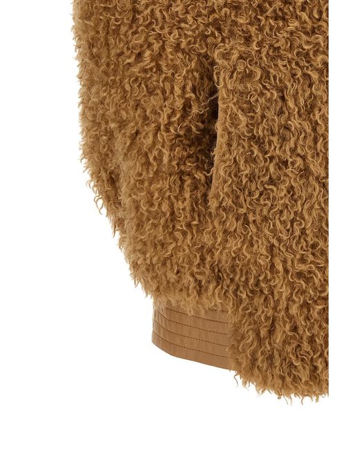 Twinset Brown Teddy Double-Breasted Vest Coat