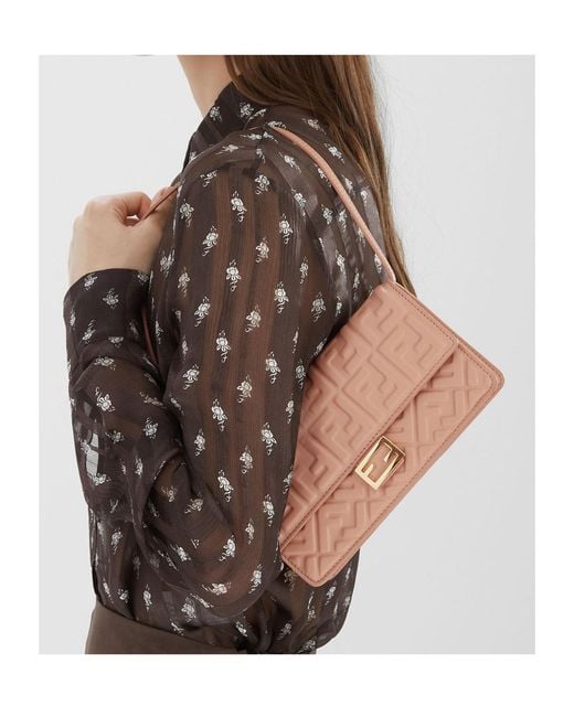 Fendi Pink Baguette Compact Chain Wallet