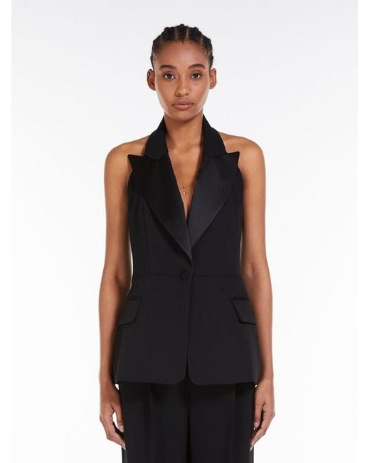 Max Mara Black Pianoforte V-Neck Sleeveless Gilet