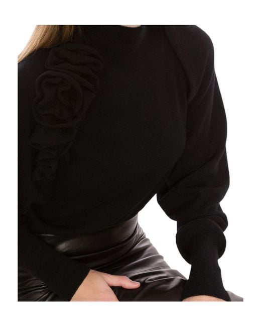 Alberta Ferretti Black Flower Detailed Cropped Cardigan