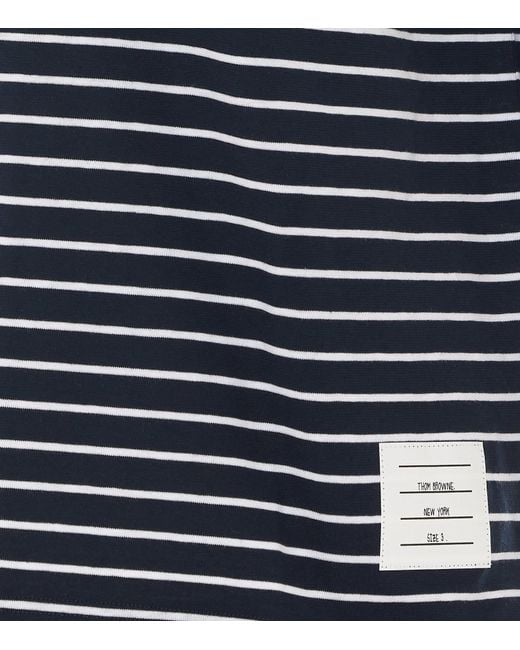 Thom Browne Blue 4-Bar Striped Polo Shirt for men