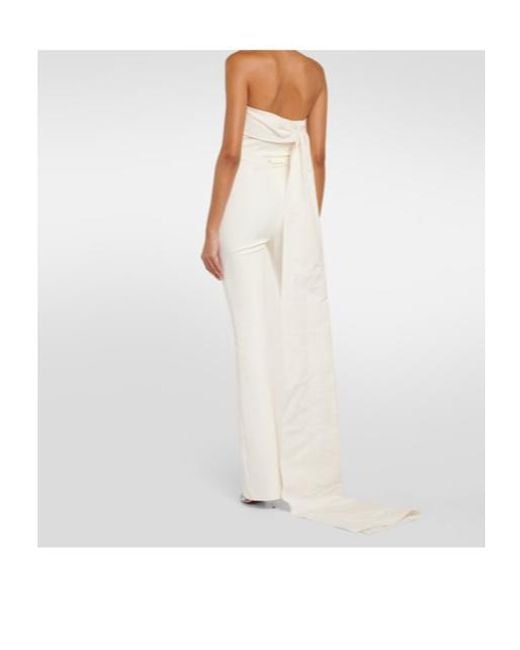 Safiyaa White Bridal Omi Crêpe Jumpsuit