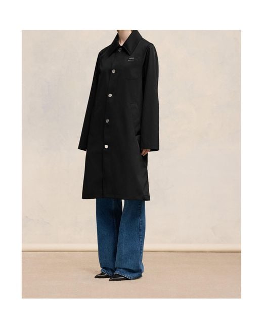 AMI Black Technical Twill Raincoat for men