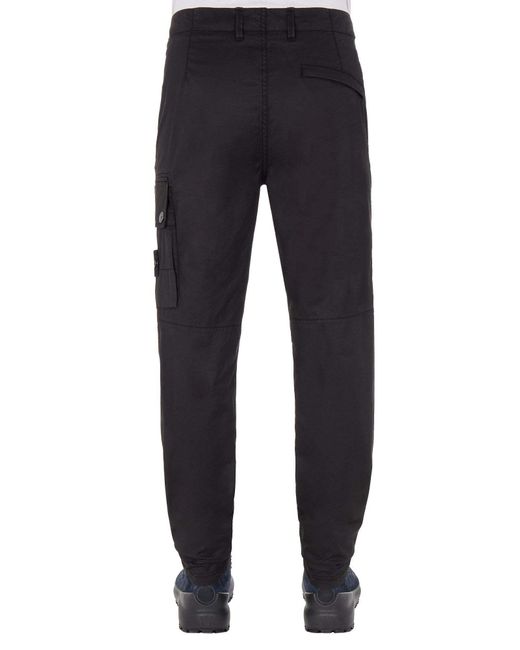 Stone Island Black Compass-Patch Cargo Trousers for men
