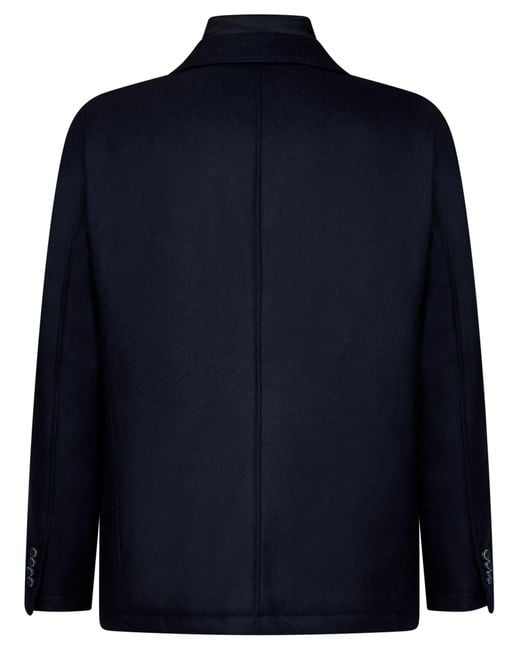 Herno Blue Single-Breasted Layered Padded Blazer for men