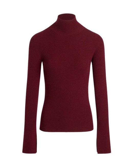 Patou Red Turtleneck Ribbed Sweater