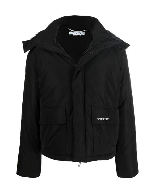 Off-White c/o Virgil Abloh Black Diag-Print Puffer Jacket for men