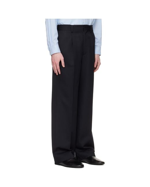 Ssstein Black Wool Straight Leg Casual Pants for men