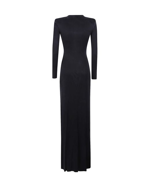 Elisabetta Franchi Black Draped Long Dress