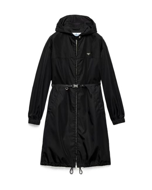 Prada Black Zip-Up Belted Coat