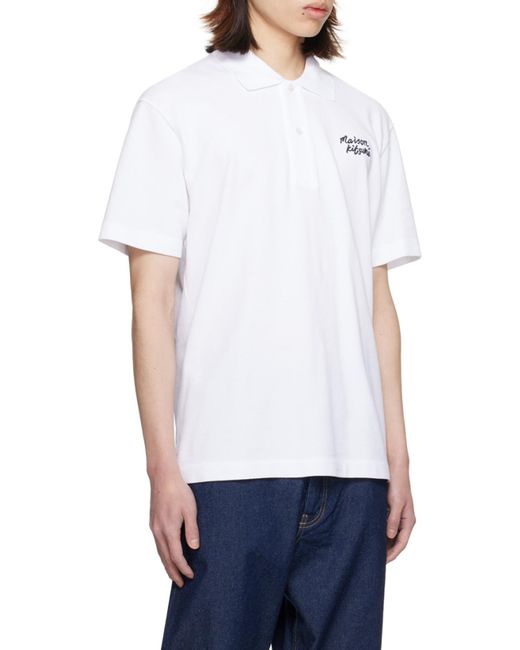 Maison Kitsuné White Maison Kitsuné Handwriting Comfort Polo Shirt for men