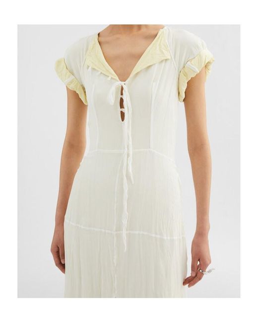 Jil Sander Georgette Ruffle Dress in White | Lyst