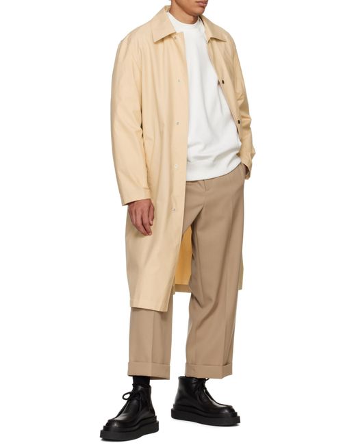 Jil Sander Natural Buttoned Long Coat for men