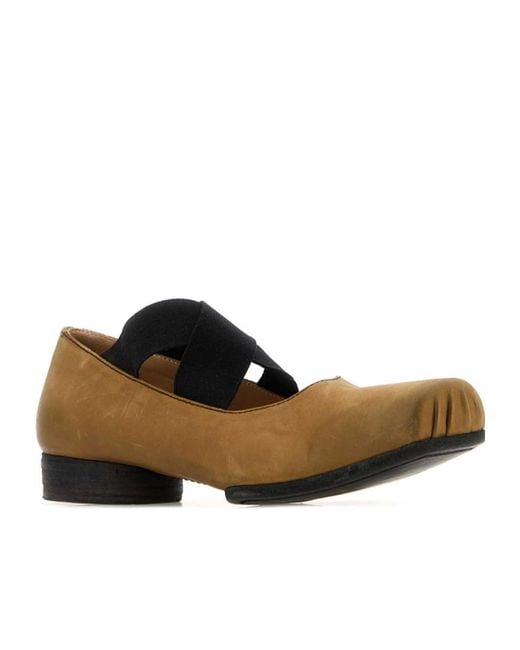 Uma Wang Brown Square-Toed Ballet Shoes