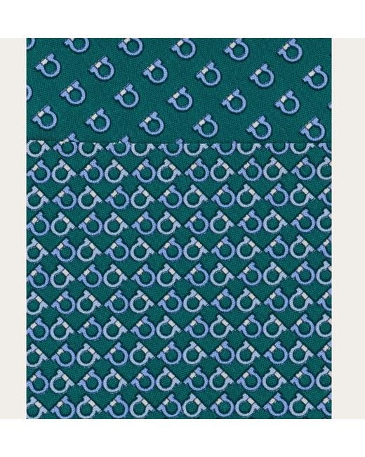 Ferragamo Blue Gancini Square Print Silk Tie for men