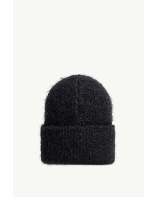 Moncler Black Mohair Wool Blend Beanie