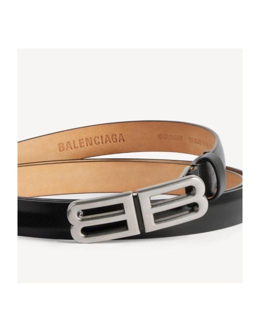 Balenciaga White Logo Plaque Thin Belt for men
