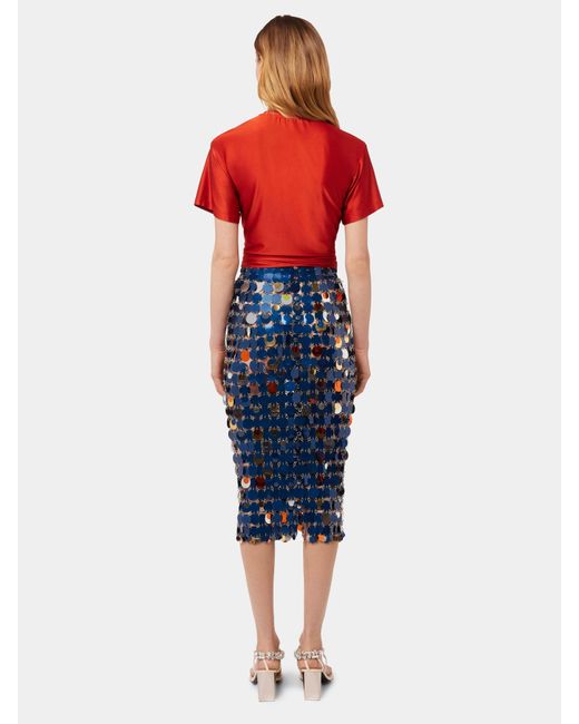 Rabanne Blue High Waisted Sequinned Midi Skirt