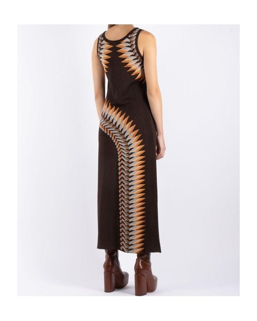 Rabanne Brown Graphic Printed Sleeveless Maxi Dress