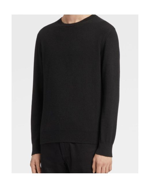 Zegna Black Logo Long-Sleeved Sweater for men
