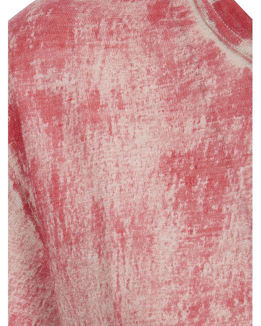 Comme des Garçons Pink Distressed-Effect Linen T-Shirt