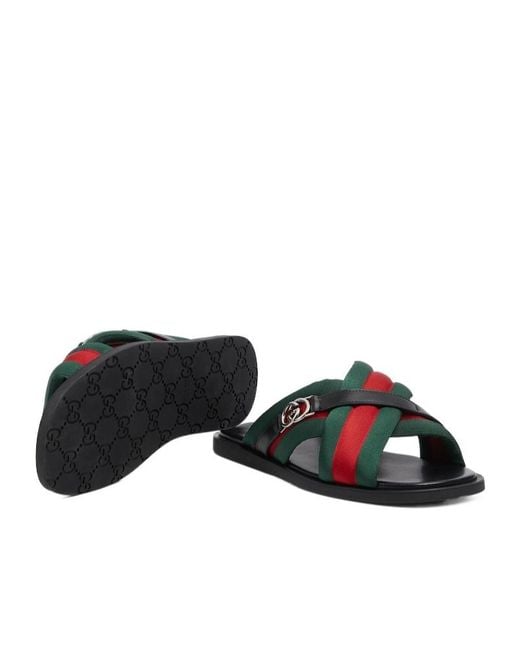 Gucci Green Interlocking G Web Sandals for men