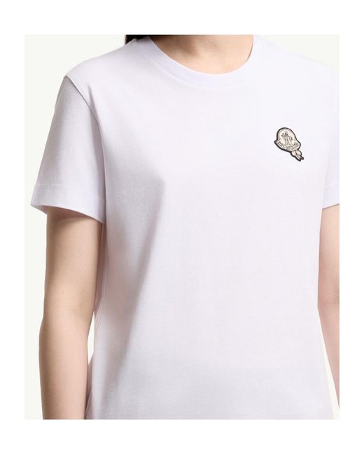 Moncler White Logo Patch Crewneck T-Shirt