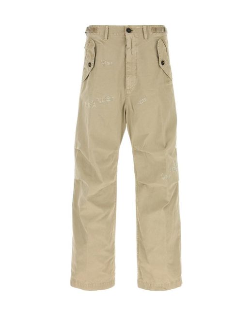 DSquared² Natural Garment-Dyed Utility Wide-Leg Pants for men