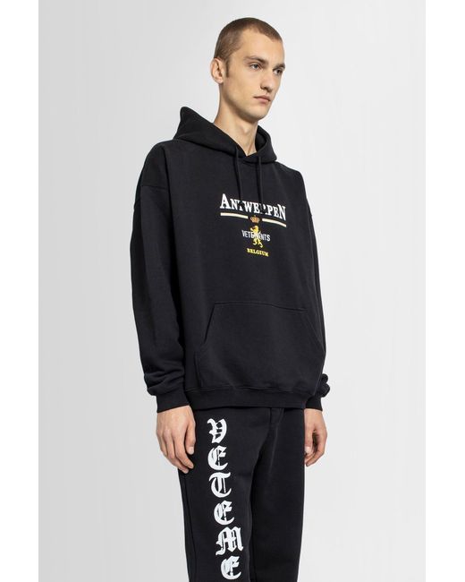 Vetements Black Antwerp Logo-Print Rib-Trimmed Hoodie