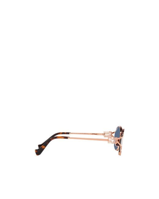 Miu Miu Blue Eyewear Oval Frame Sunglasses