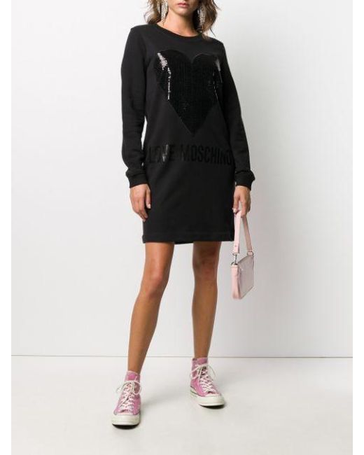 Moschino Black A Sequined Heart-Shaped Dress