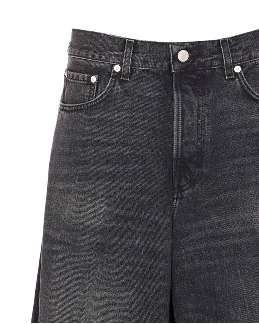 Haikure Gray Denim Trousers With Belt Loops