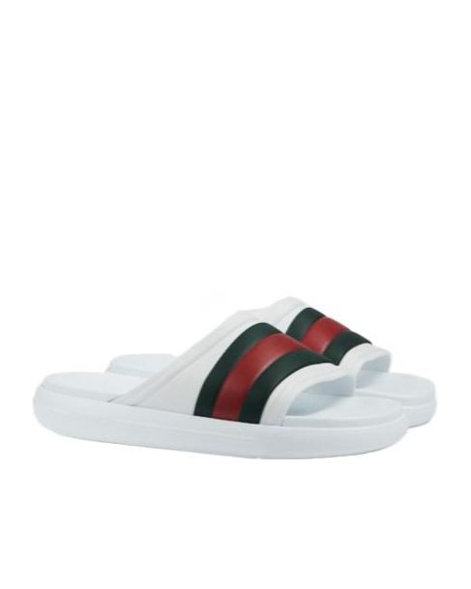 Gucci White Web Slide Sandals for men
