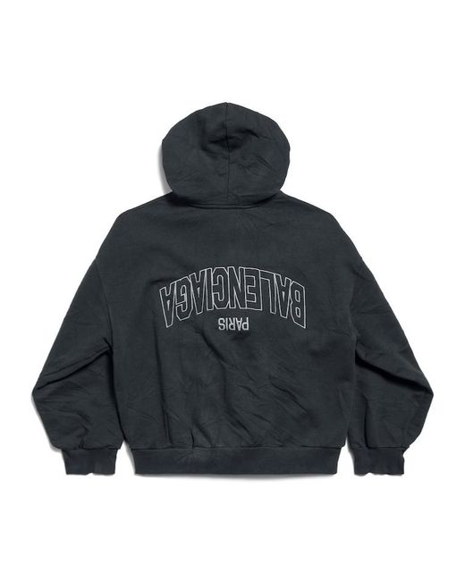 Balenciaga Blue Flipped Uni Zip-Up Hoodie for men