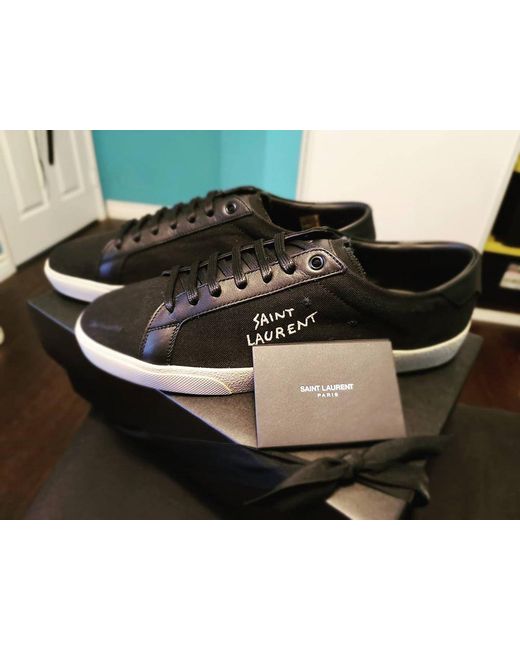 Saint Laurent Black Court Classic Sl/06 Embroidered Sneakers for men