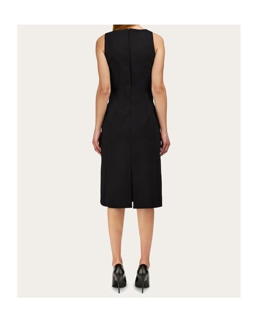 Ferragamo Black Ferragamo Gathered Neckline Corseted Dress