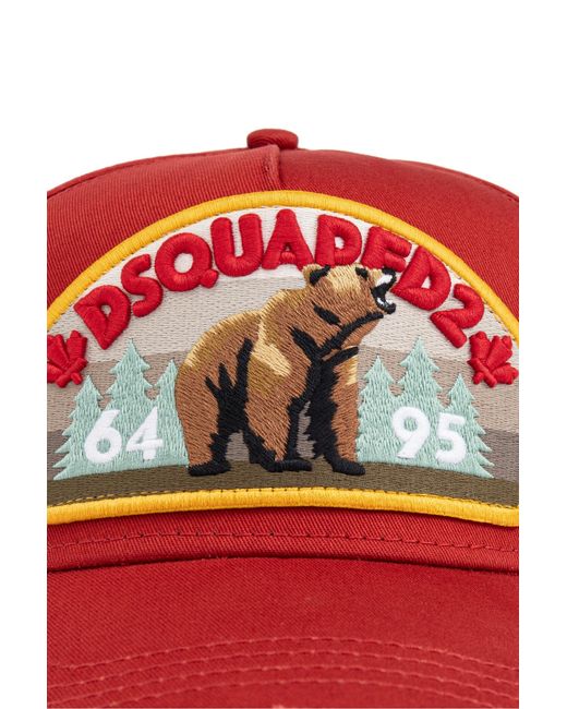 DSquared² Red Logo Patch Baseball Cap for men