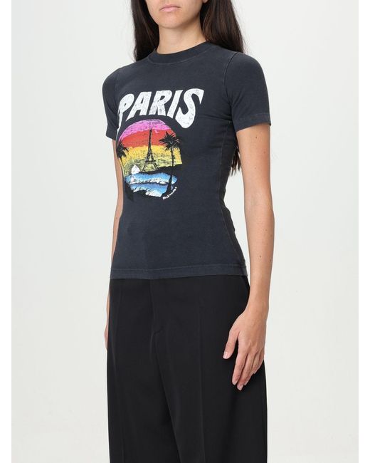 Balenciaga Black Graphic Printed Crewneck T-Shirt