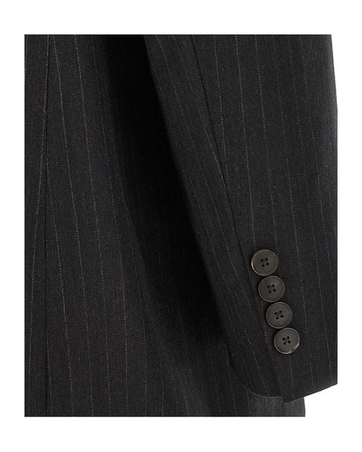 Auralee Black Wool Double-Breasted Suit Jacket