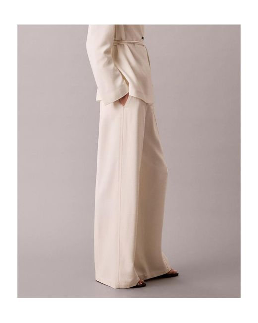 Calvin Klein Natural Textured Wide-Leg Pants