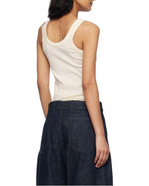 Lemaire White Sleeveless Ribbed-Knit Tank Top